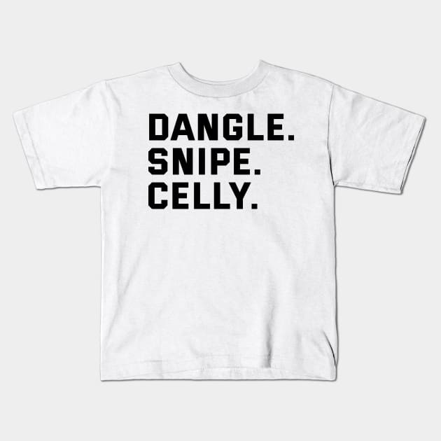 DANGLE. SNIPE. CELLY. Kids T-Shirt by HOCKEYBUBBLE